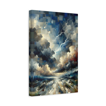 Storm's Fury: Cubist Sky Drama - Wall Art Canvas