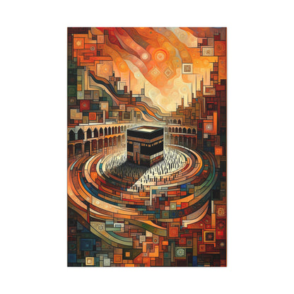 Kaaba's Kaleidoscope: Cubist Wall Art - canvas