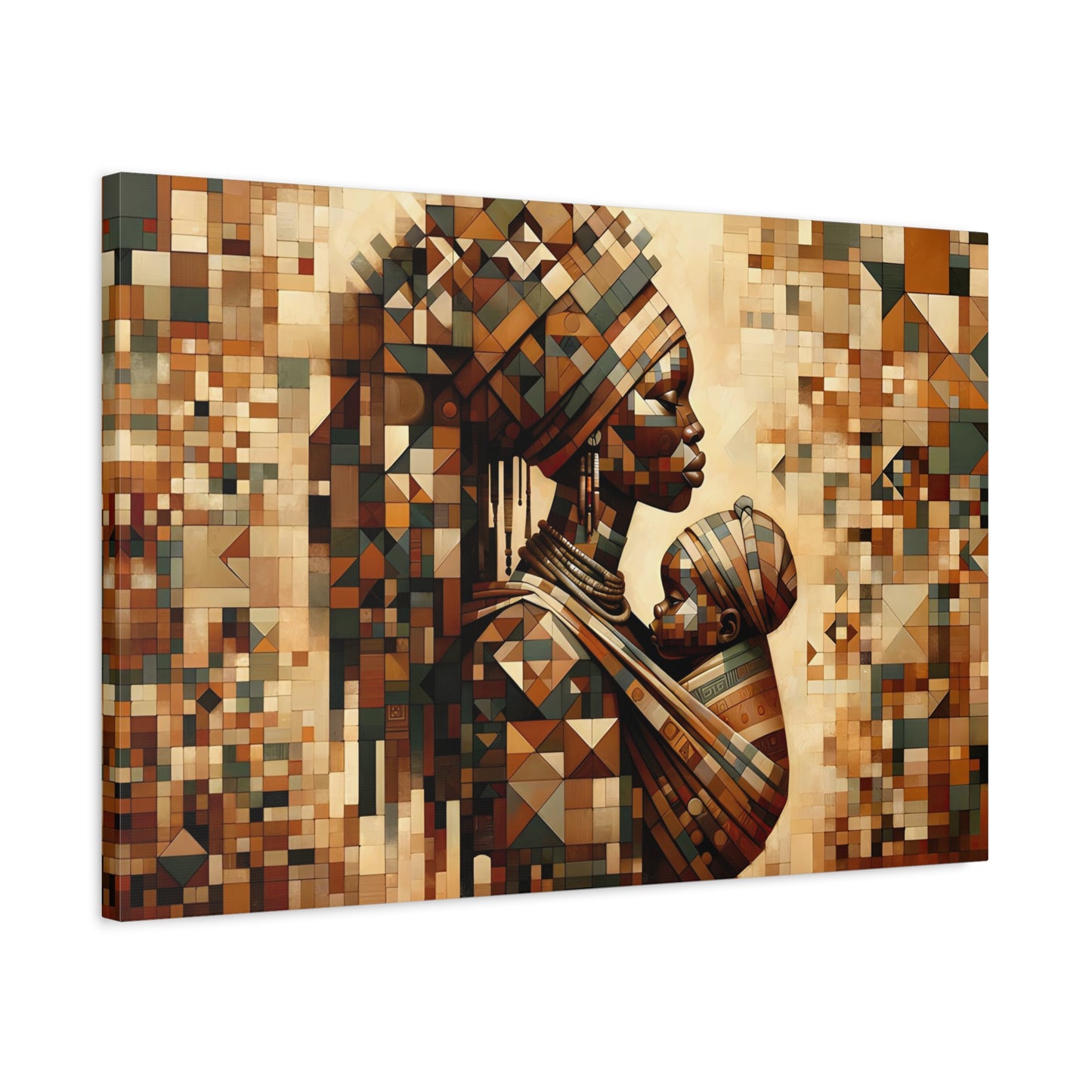 Motherhood in Cubism: African Wall Art - canvas