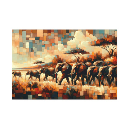 Elegant Elephant Herd Canvas Print