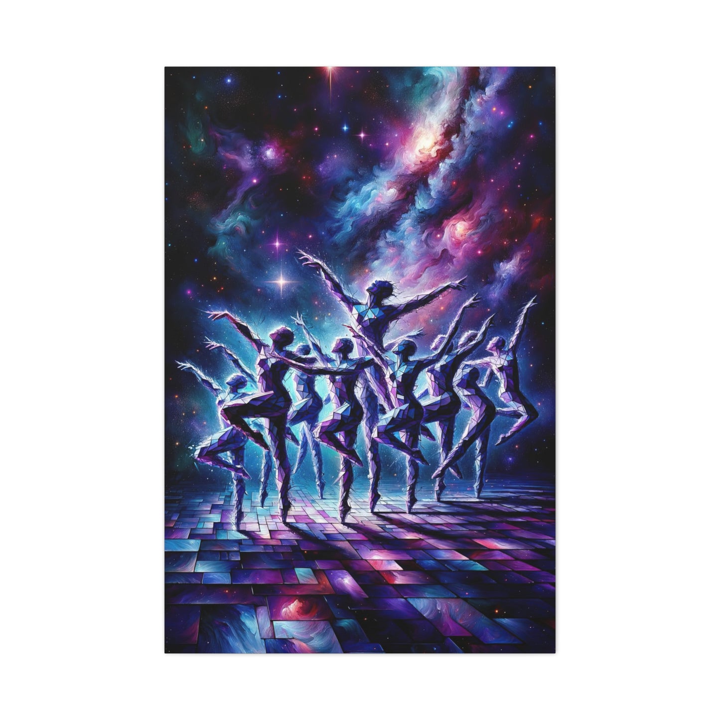 Dancing Cosmic Cubist Wall Art- canvas