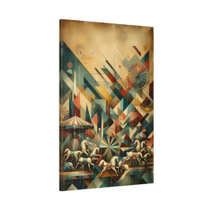 Carnival Chaos: A Vintage-Inspired Cubist Piece - canvas