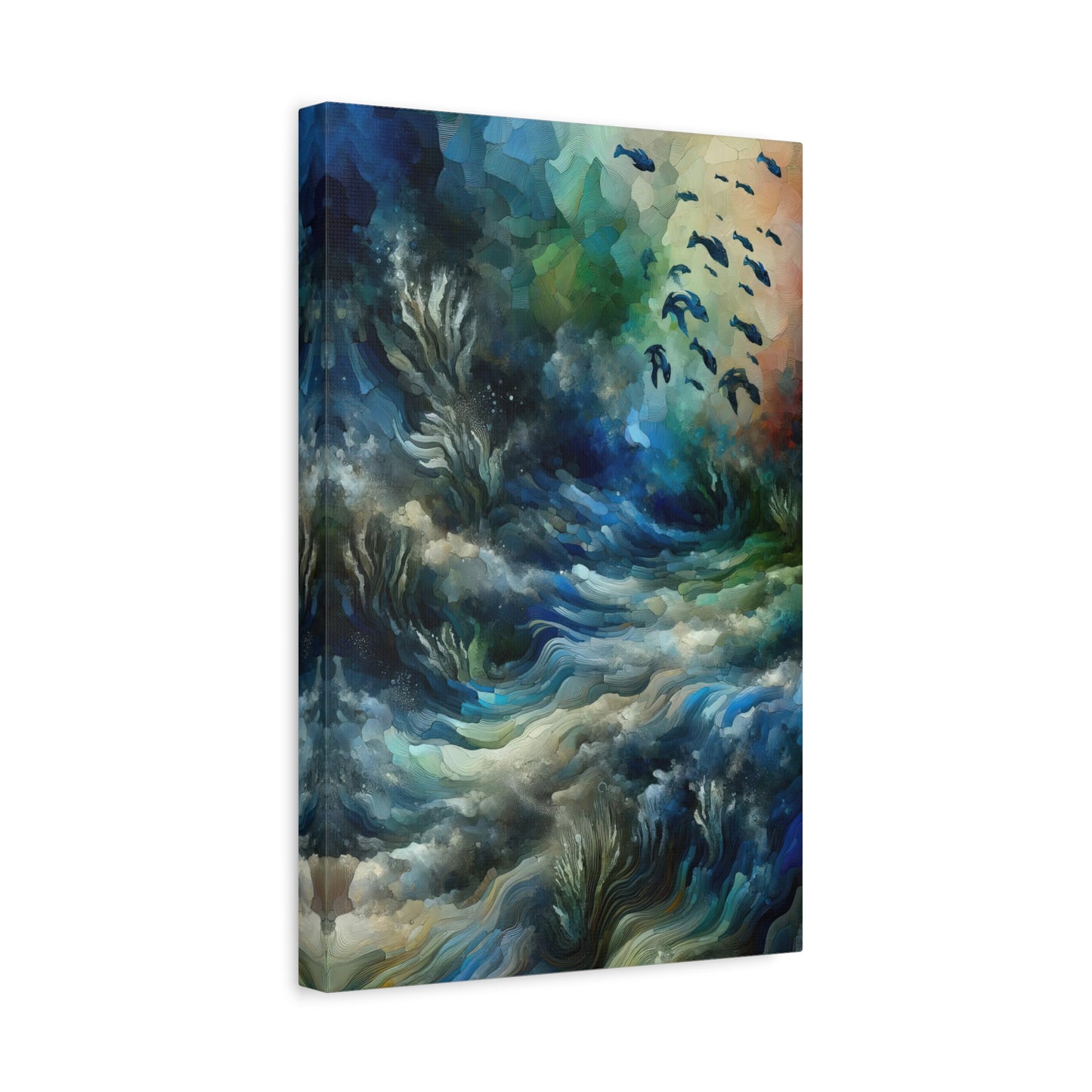 Fluid Depths: Abstract Cubist Wall Art - canvas