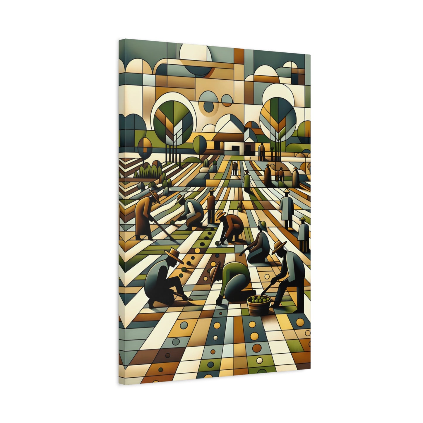 Abstract Cubist Farm Life Wall Art - Canvas