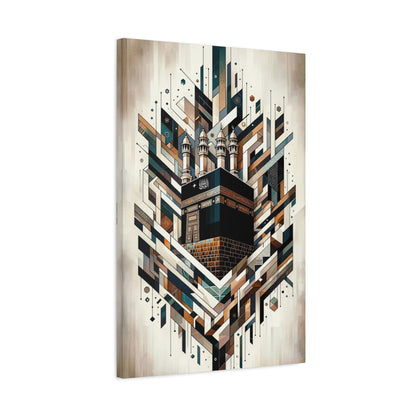 Sacred Synthesis: Cubist Kaaba Wall Art Print - canvas