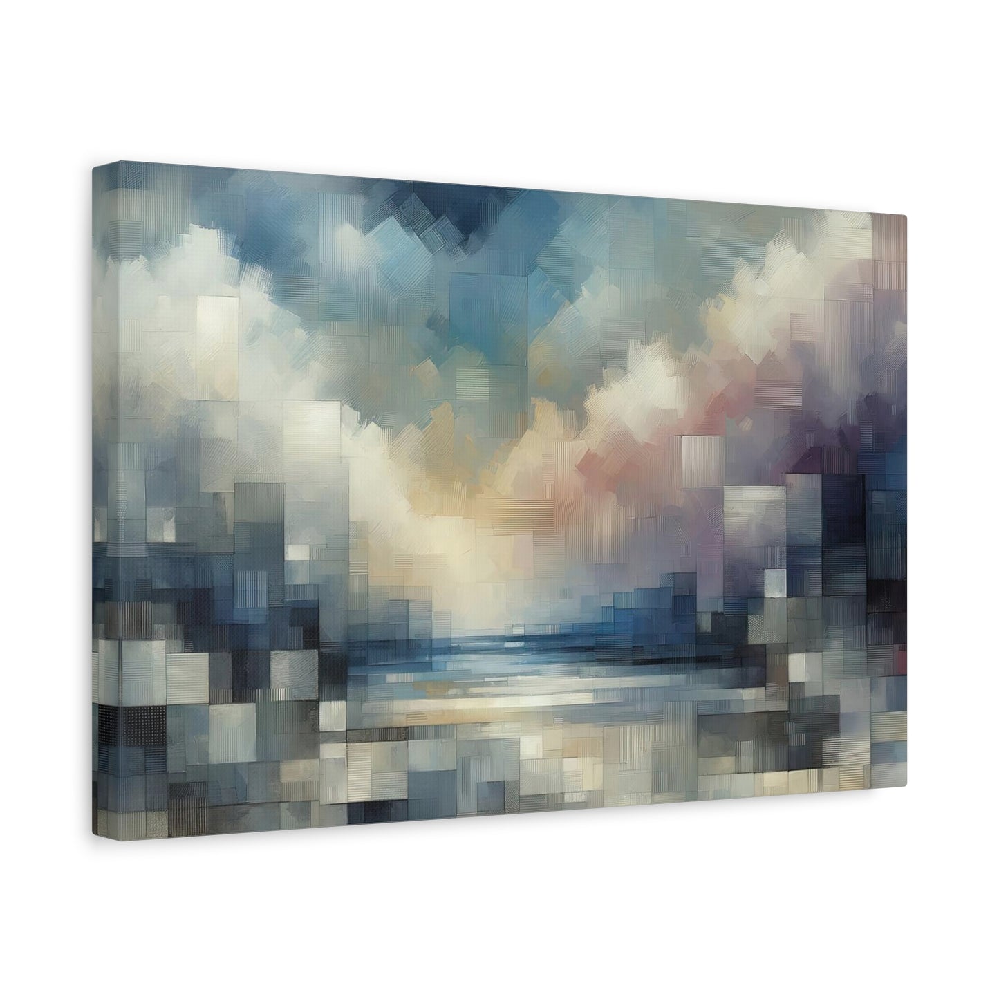 Serene Reverie: Abstract Cubist Wall Art - canvas