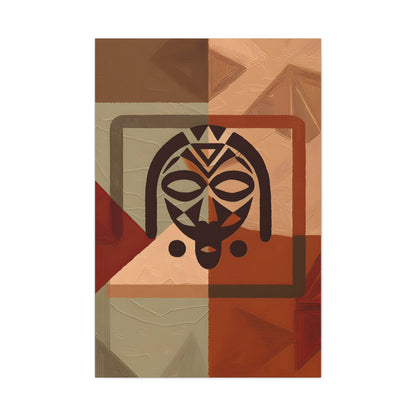 African mask: Cubist Wall Art - canvas