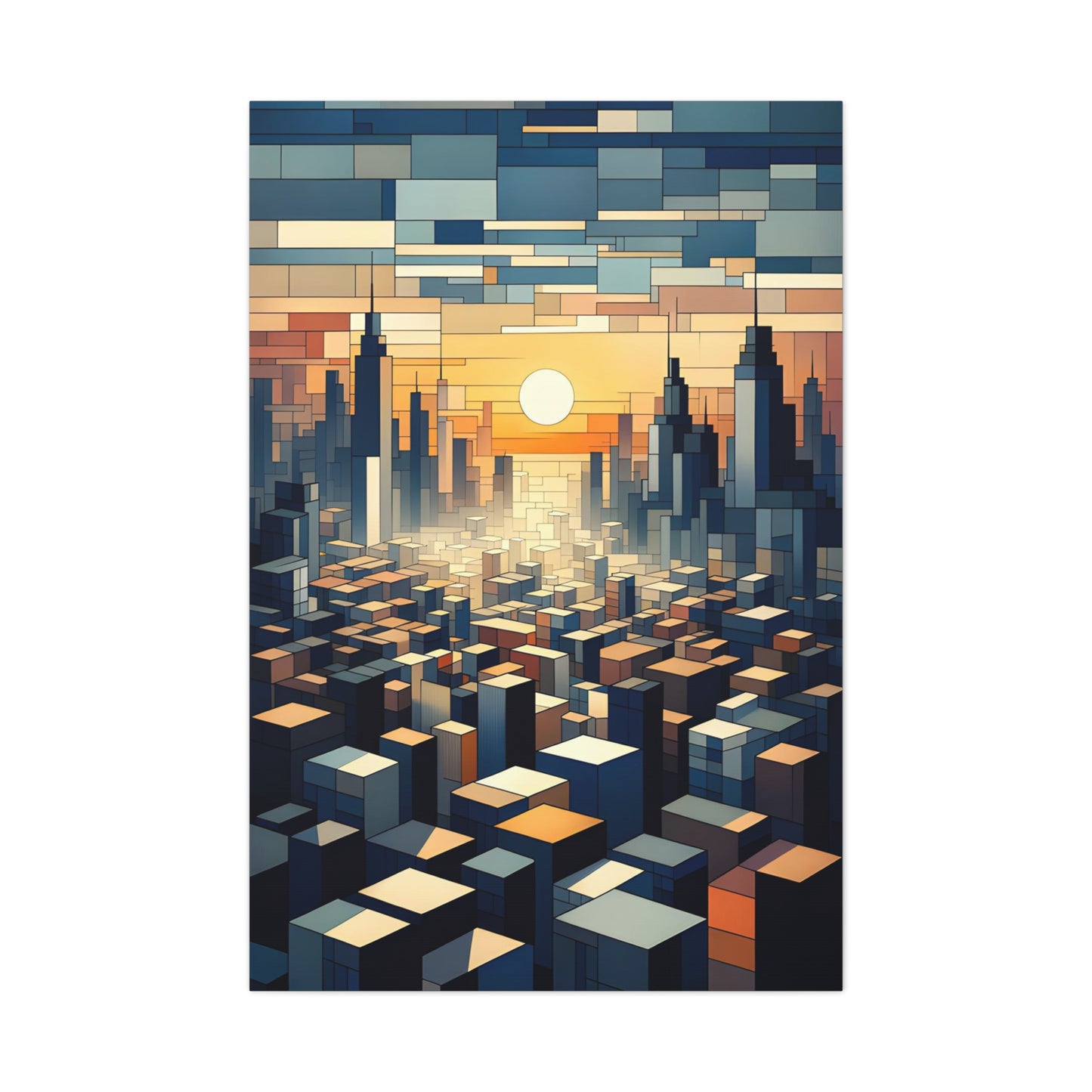 City Awakening: Cubist Wall Art Print - canvas