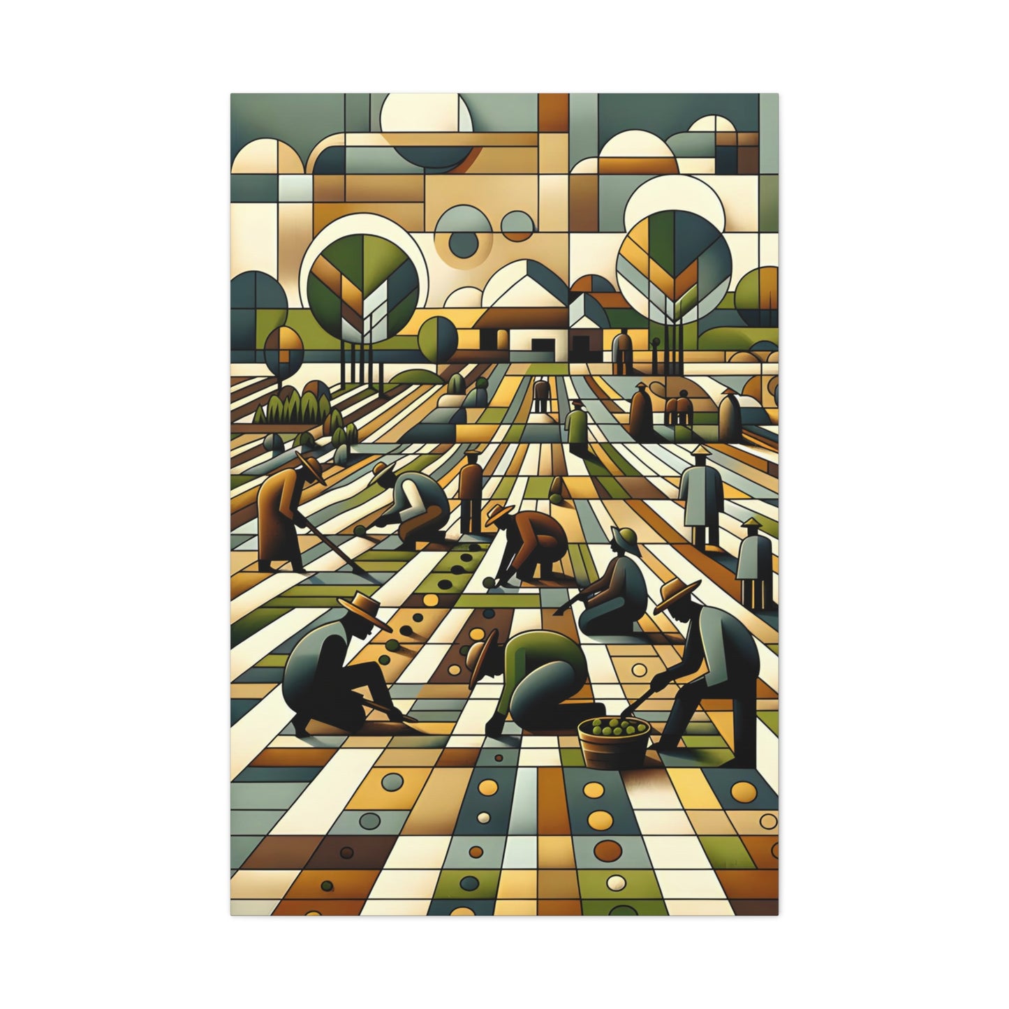 Abstract Cubist Farm Life Wall Art - Canvas