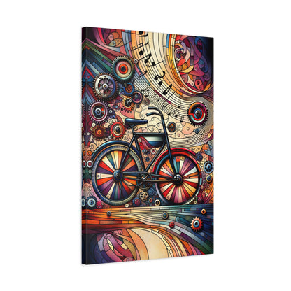 Gears and Melodic Revival: Cubist Wall Art Print - canvas