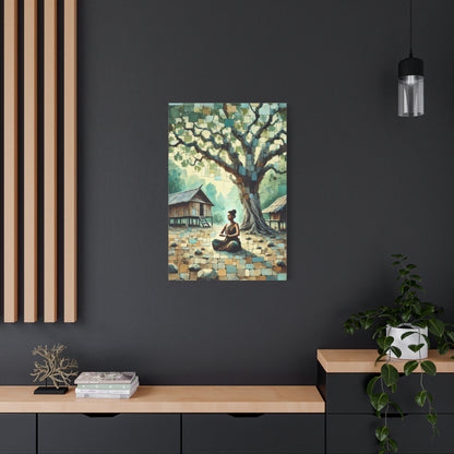 Woman Meditating Canvas Art Print