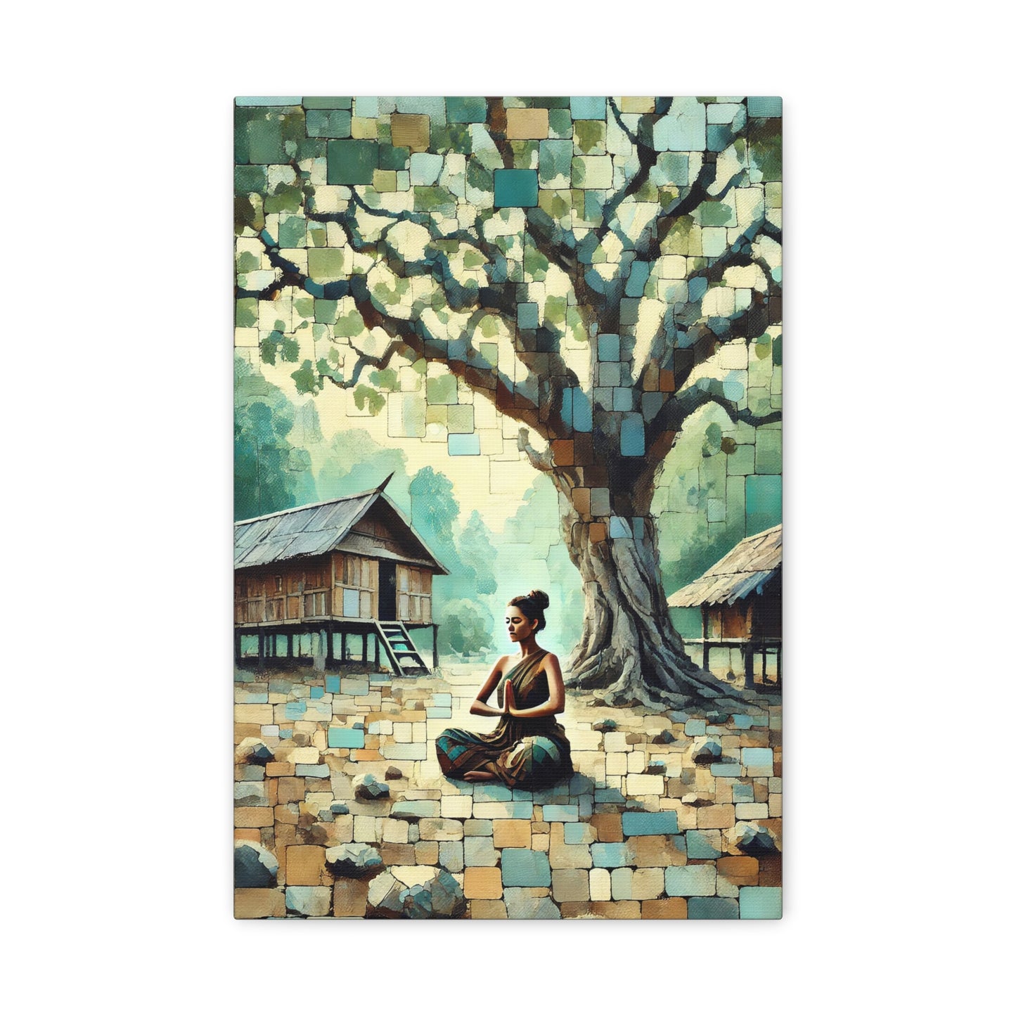 Woman Meditating Canvas Art Print