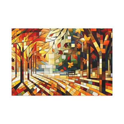 Autumn's Dance: Cubist Wall Art Print - canvas