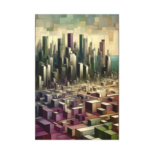 Twilight Symphony: Cubist Wall Art Print - canvas