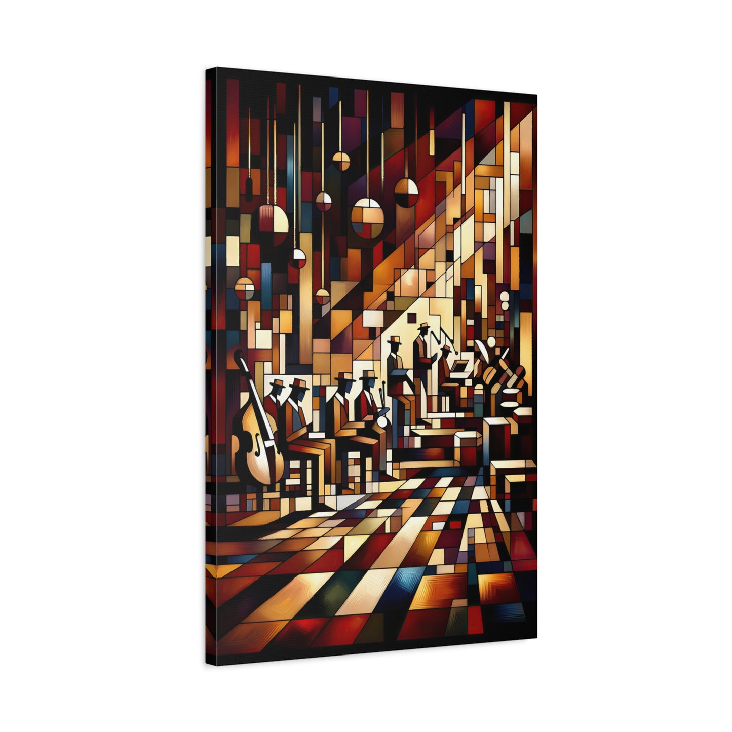 Night Jazz: Cubist Wall Art Print - canvas