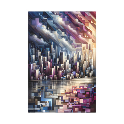 Cityscape Harmony: Cubist Wall Art Print - canvas