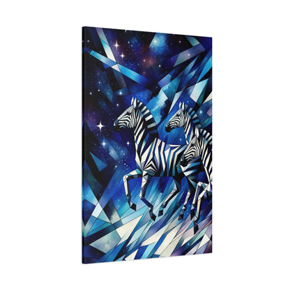 Celestial Zebras: Cubist Wall Art Prints - canvas