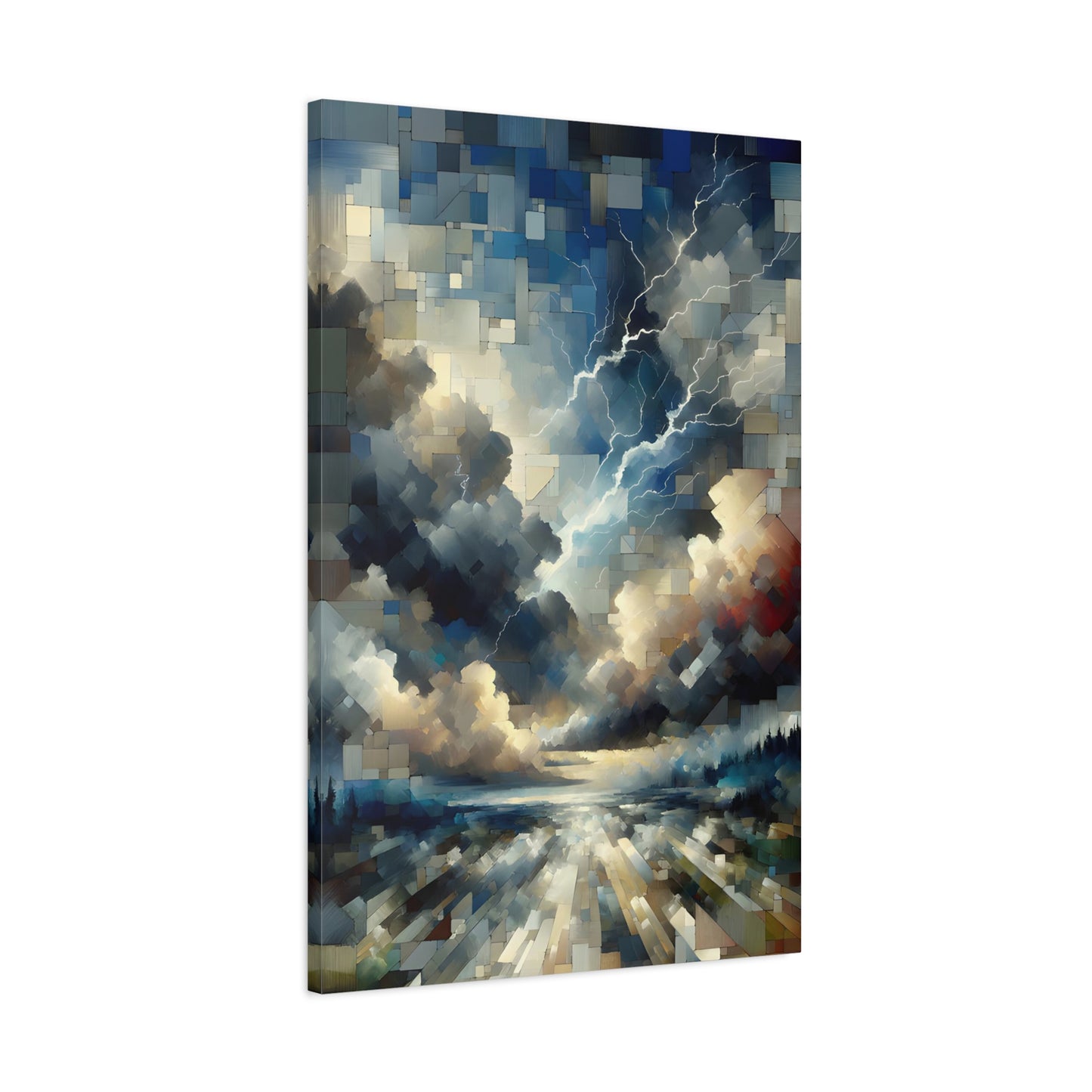 Storm's Fury: Cubist Sky Drama - Wall Art Canvas