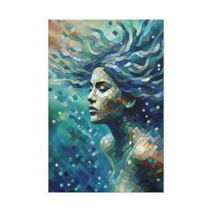 Submerged Serenity: Cubist Wall Art - canvas