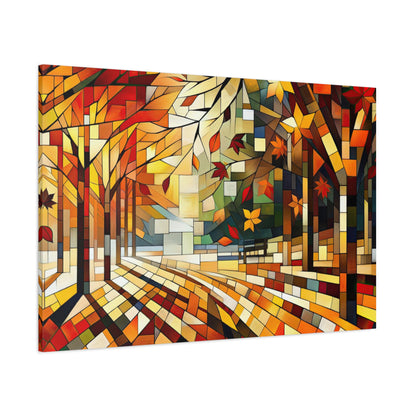 Autumn's Dance: Cubist Wall Art Print - canvas