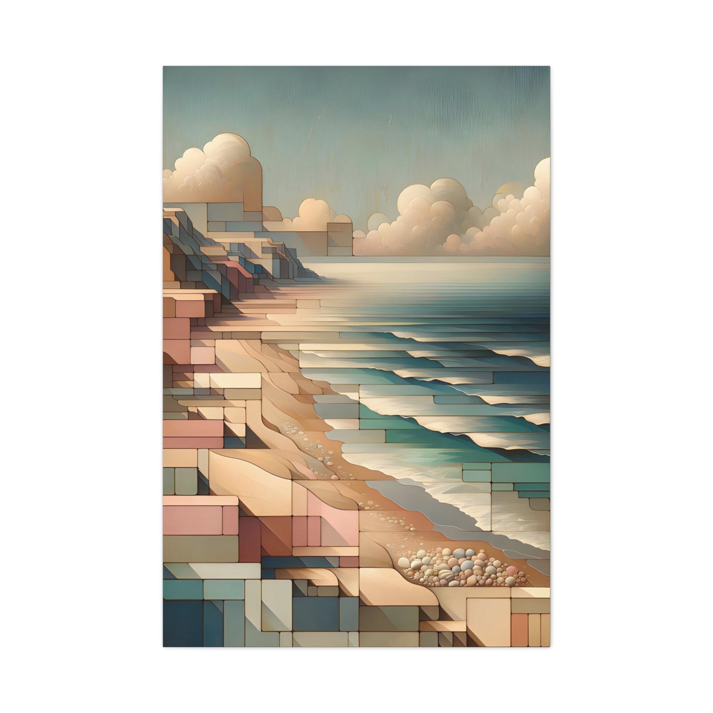 Coastal Cubism: Tranquil Seaside Harmony - canvas