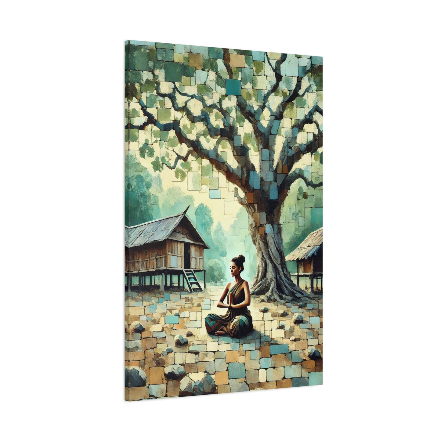 Woman Meditating Canvas Art Print