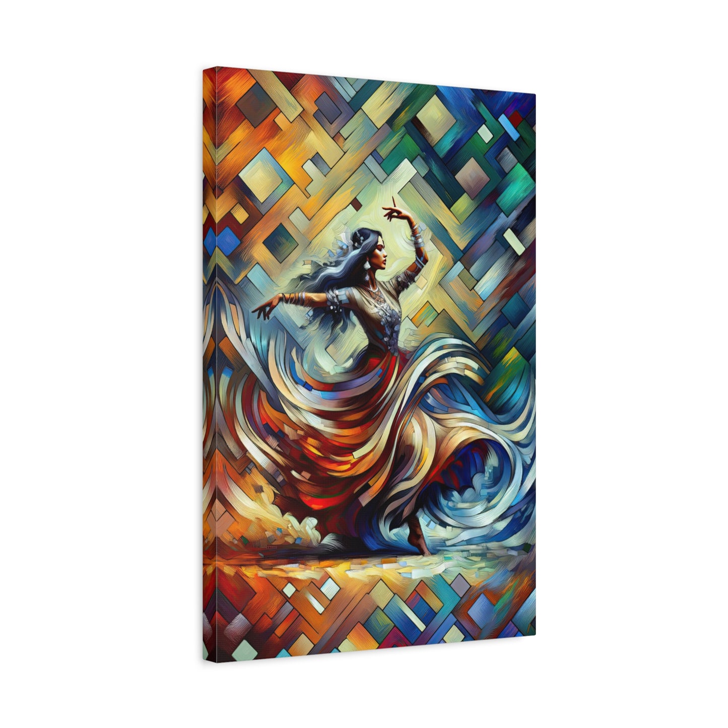 Ethereal Dance: Vibrant Cubist Wall Art - canvas