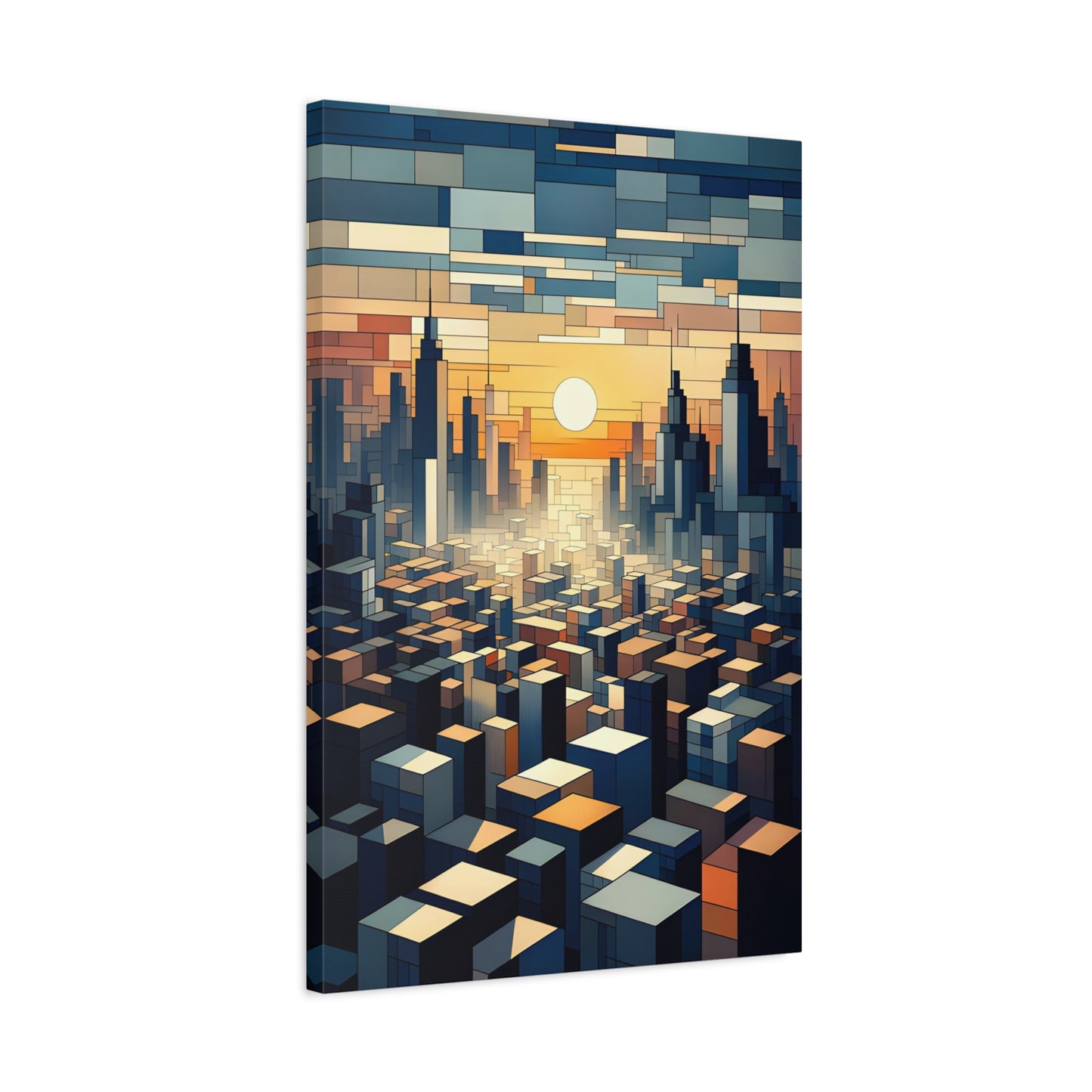 City Awakening: Cubist Wall Art Print - canvas