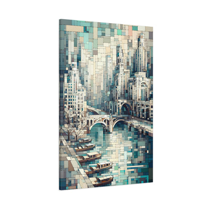 Urban Tranquility: Cubist Wall Art - canvas