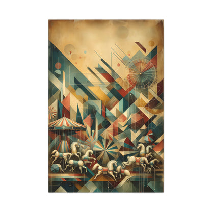 Carnival Chaos: A Vintage-Inspired Cubist Piece - canvas