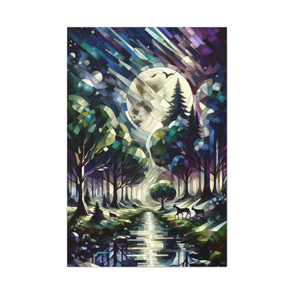 Mystical Forest: Cubist Enchantment - canvas