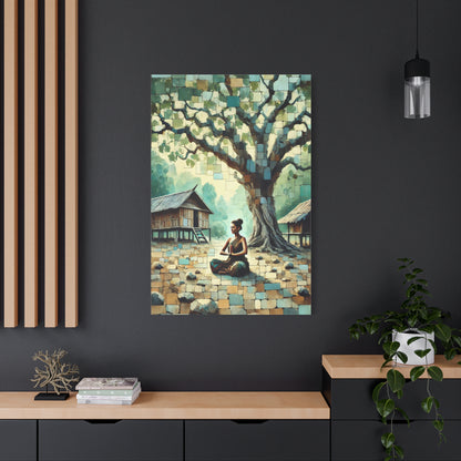 Woman Meditating Canvas Art Print