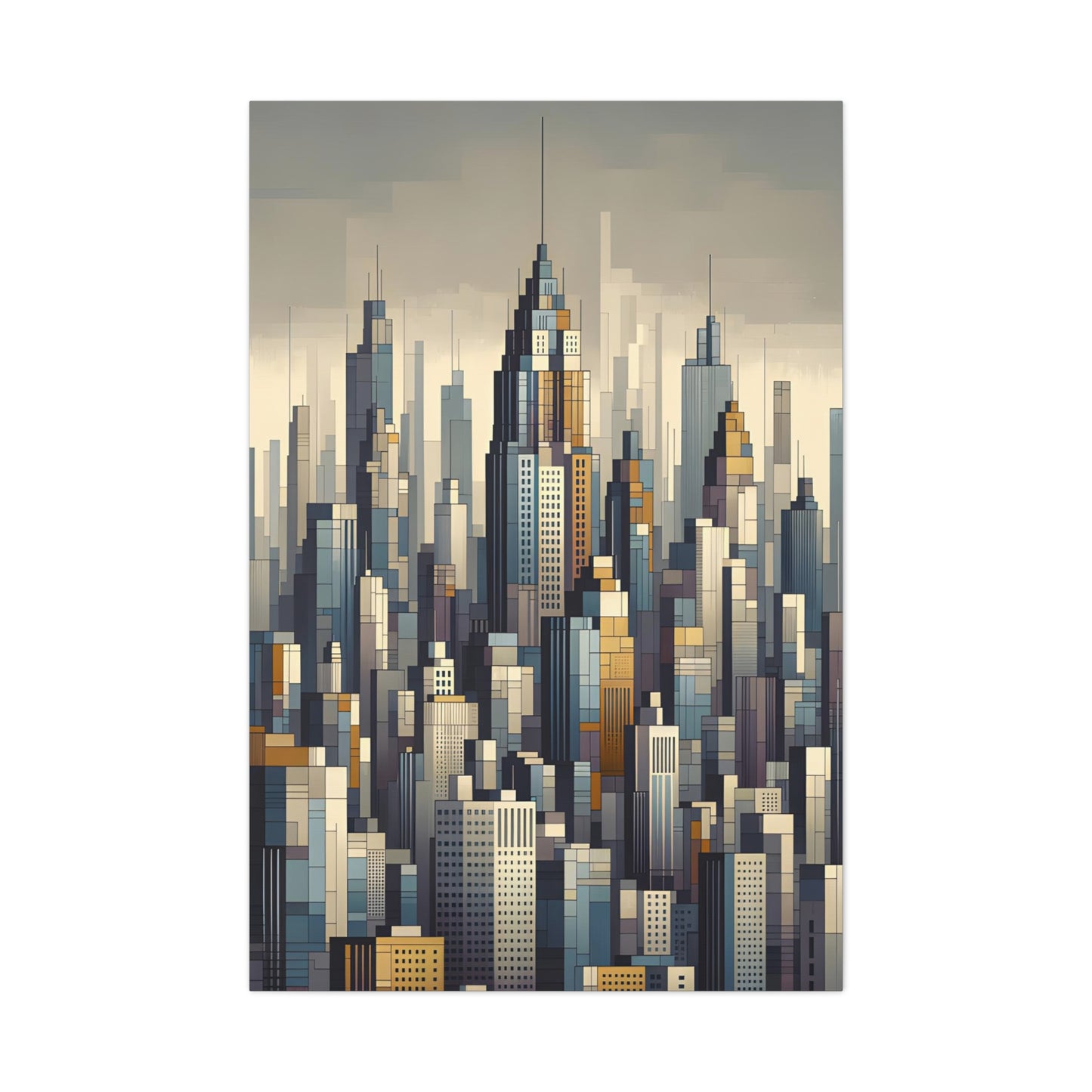 Urban Elegance: A Cubist Cityscape - canvas