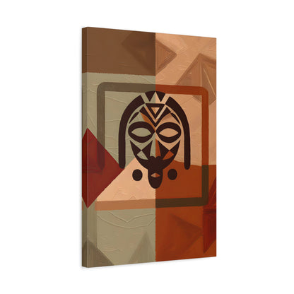 African mask: Cubist Wall Art - canvas