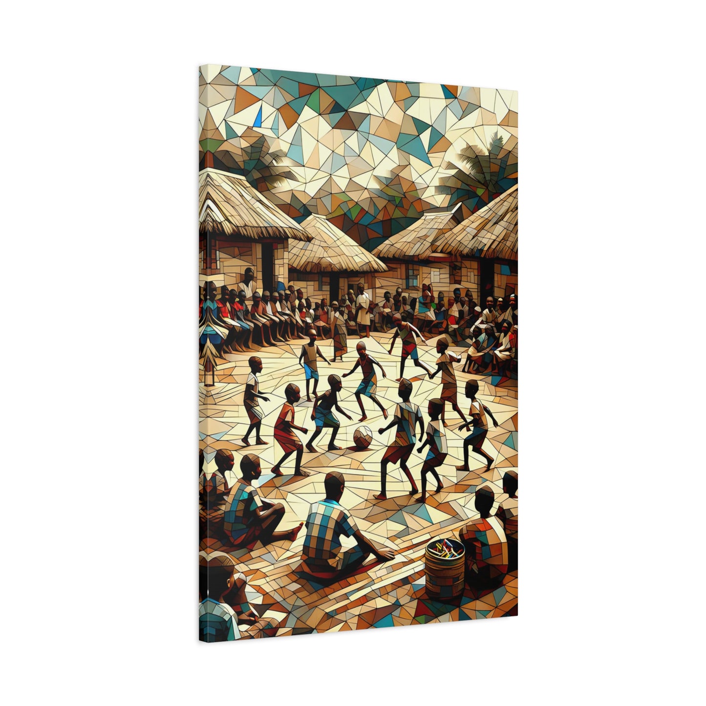 Joyful Village: Cubist Wall Art Print - canvas