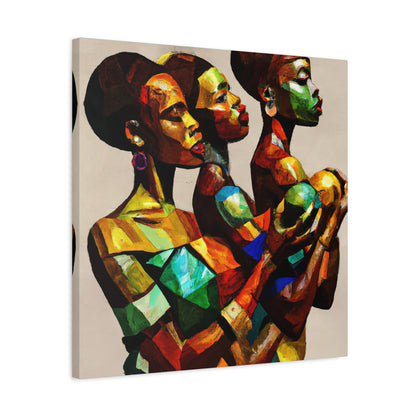 Triadic Reflections: Cubist Wall Art - canvas