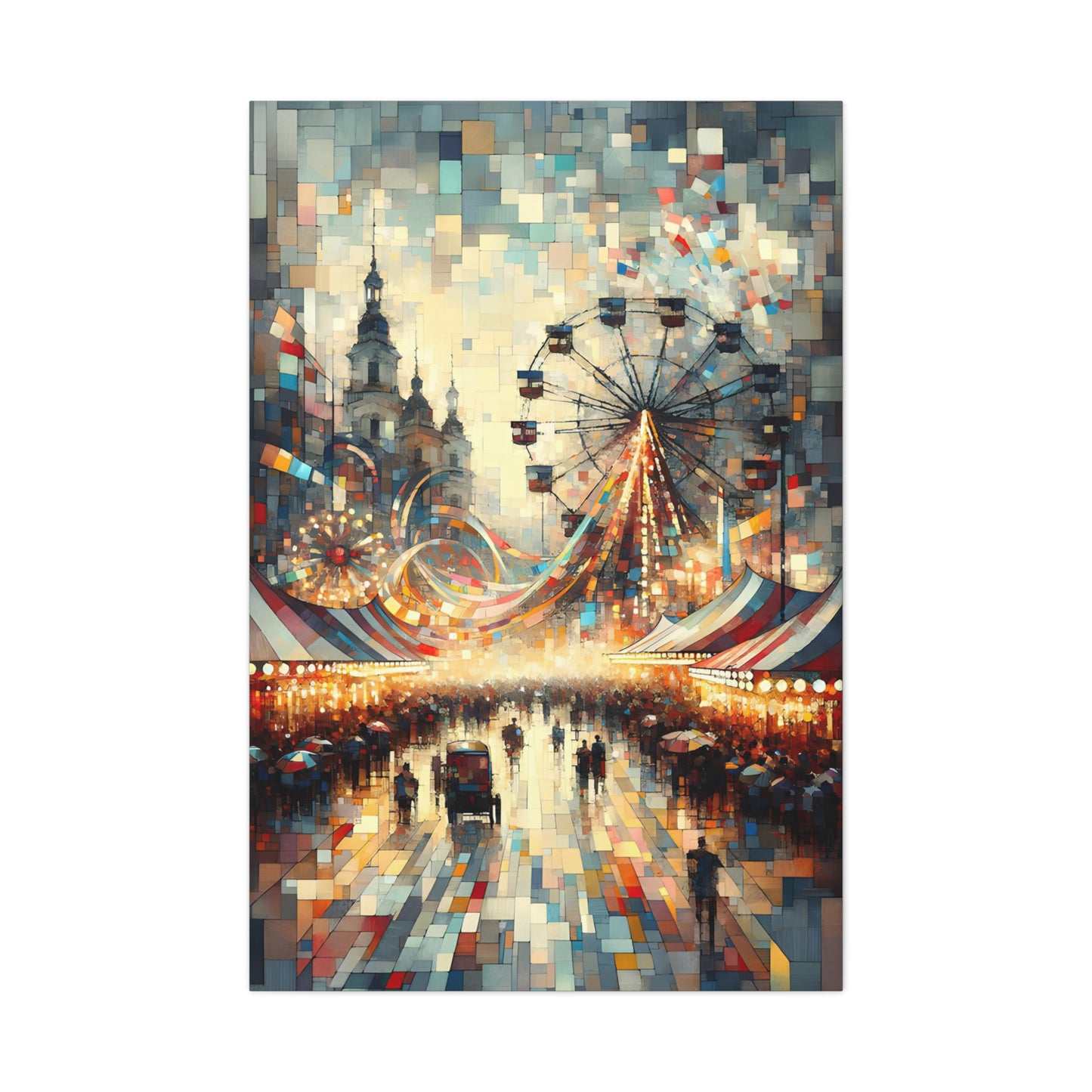 Electric Carnival: Cubist Wall Art - canvas