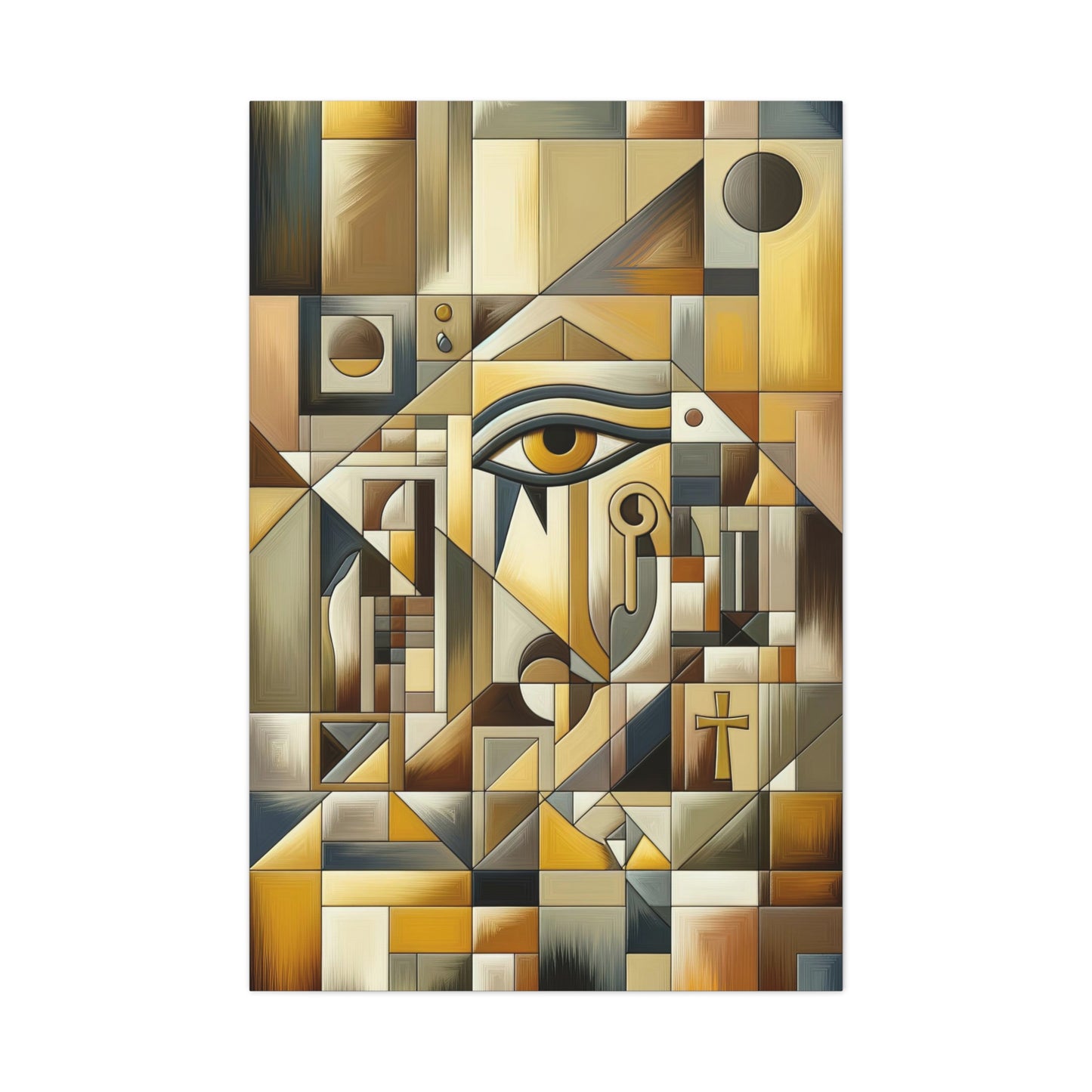 Egyptian Elegance Unveiled: Cubist Wall Art Print - canvas