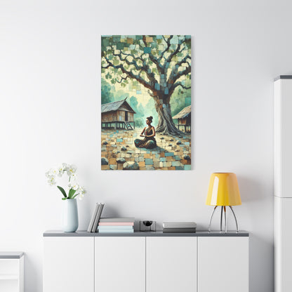 Woman Meditating Canvas Art Print