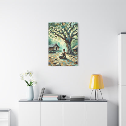 Woman Meditating Canvas Art Print