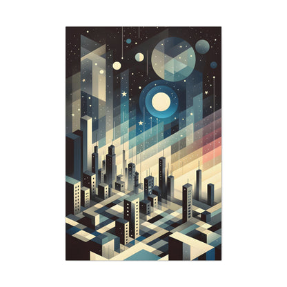 Cosmic Serenity: Cubist Wall Art Print - canvas