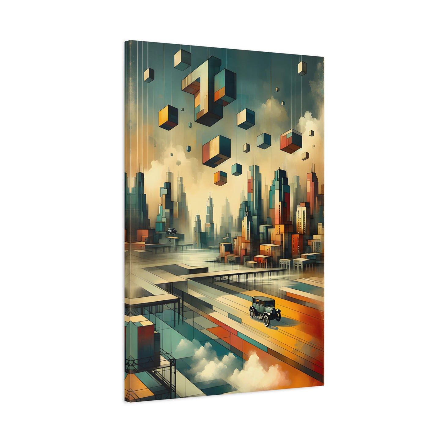 Retro-Futurism: A Cubist Cityscape - canvas