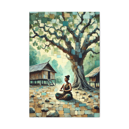 Woman Meditating Canvas Art Print