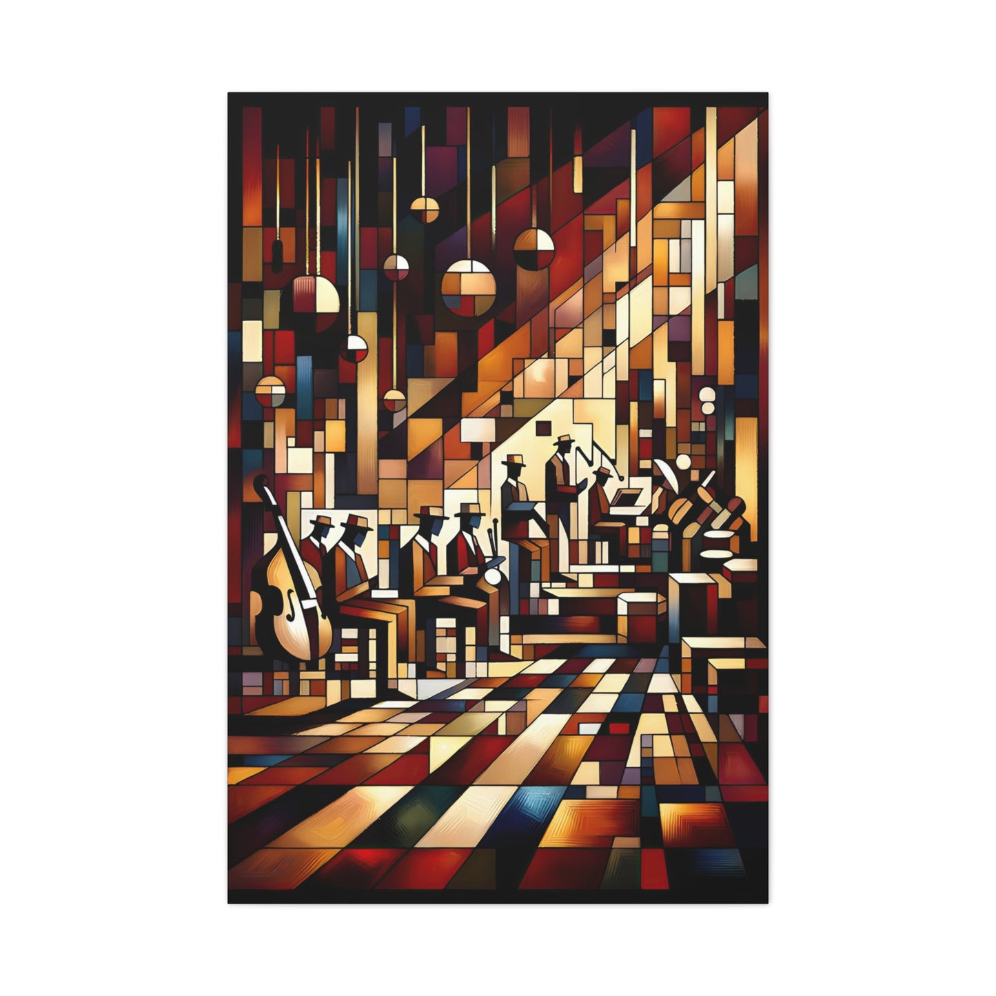 Night Jazz: Cubist Wall Art Print - canvas