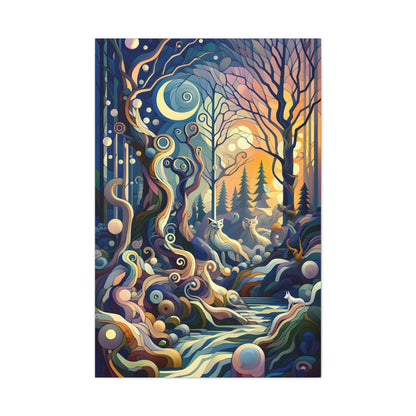 Mystic Journey: Cubist Forestscape - canvas