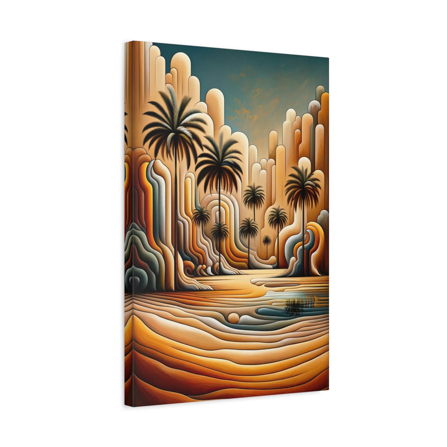 Cubist Mirage: Desert Oasis Wall Art - canvas