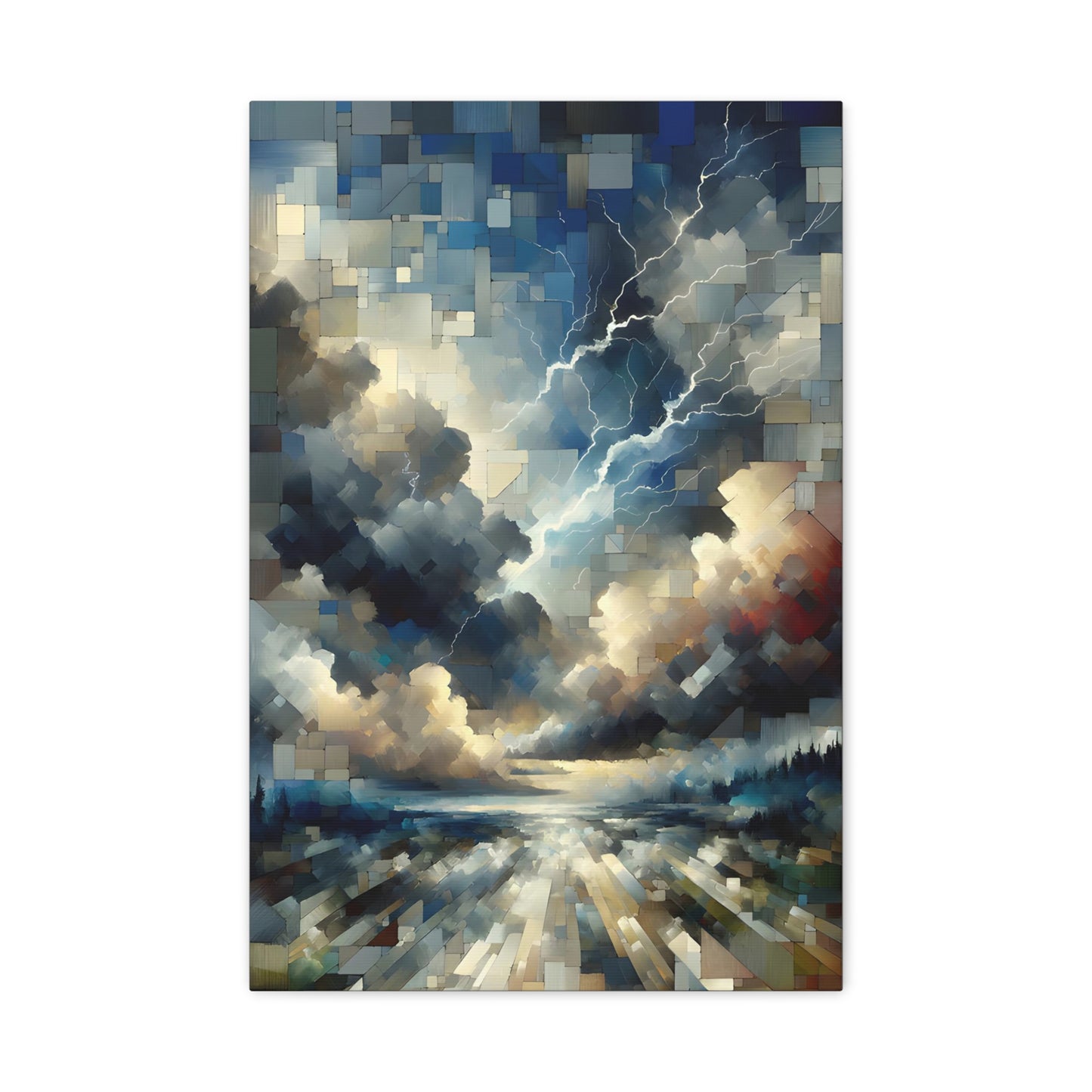 Storm's Fury: Cubist Sky Drama - Wall Art Canvas