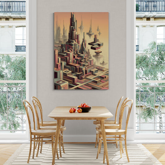 Urban Paradise: Cubist Wall Art - canvas