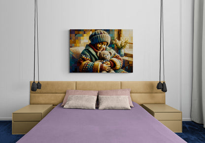 Innocence Unveiled: Cubist Wall Art Print - canvas