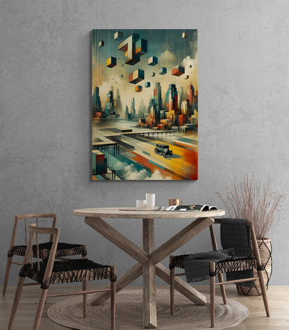 Retro-Futurism: A Cubist Cityscape - canvas